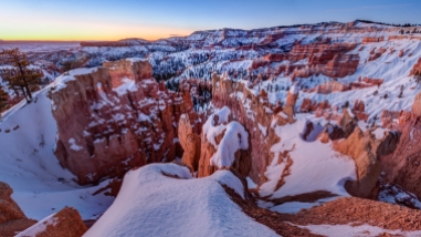 Bryce Canyon National Park Hoodoos in winter.