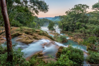 Turquoise water rolls down in Chiapas